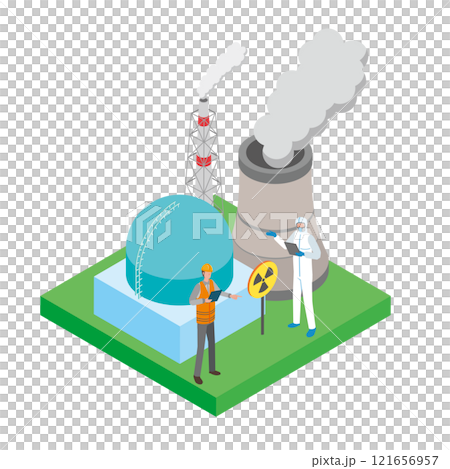 核電站的圖像插圖 121656957