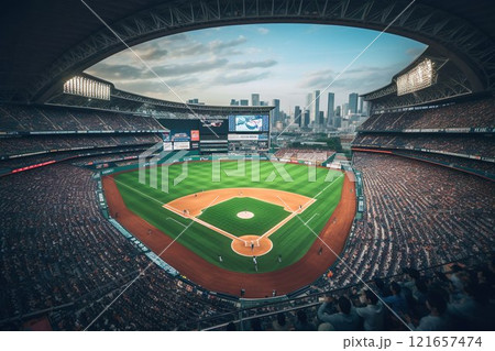超満員の野球スタジアムイメージ02 超満員の野球スタジアムイメージ02 121657474
