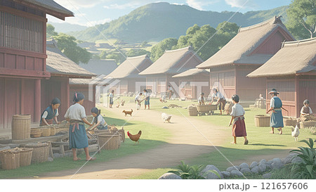 昔の日本の農村風景 昔の日本の農村風景 121657606