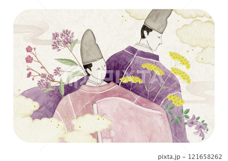 源氏物語　紫式部　42帖 匂兵部卿　水彩 イラスト 121658262