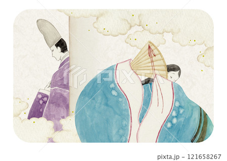 源氏物語 紫式部 47帖 総角 水彩 イラスト 源氏物語 紫式部 47帖 総角 水彩 イラスト 121658267
