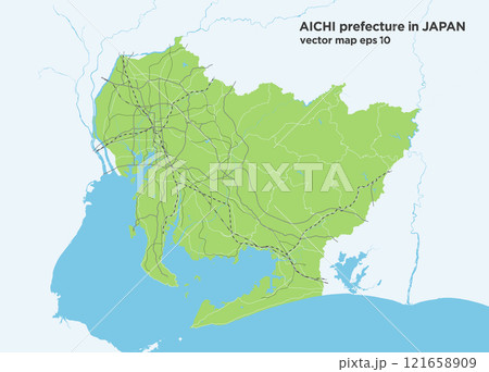 日本の愛知県の緑色のシンプルなロードマップ 日本の愛知県の緑色のシンプルなロードマップ 121658909