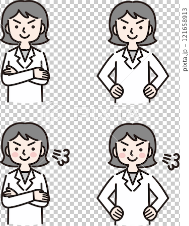 Confident women in white coats (doctors, pharmacists, nutritionists, researchers) Confident women in white coats (doctors, pharmacists, nutritionists, researchers) 121658913