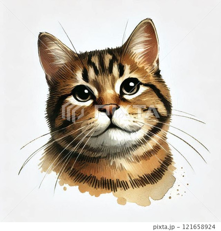こっちを見ているキジトラ猫 121658924
