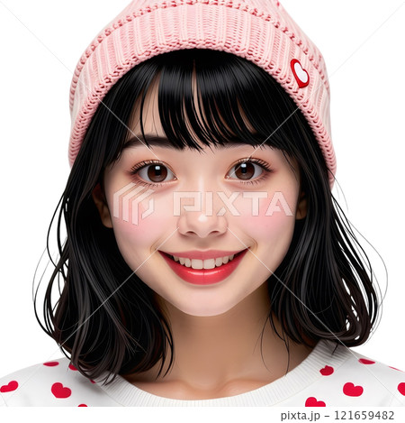 バレンタインの女の子背景無し バレンタインの女の子背景無し 121659482