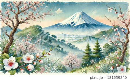 富士山と桜 富士山と桜 121659840