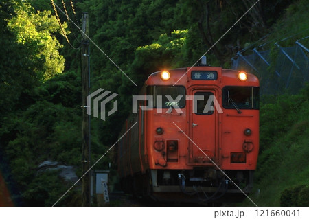 自然豊かな中を走る気動車 121660041