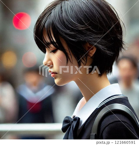 くせ毛の女子高生 121660591