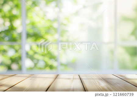 ナチュラルウッドのテーブルの背景素材 ナチュラルウッドのテーブルの背景素材 121660739
