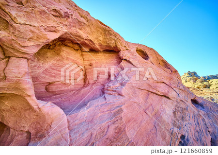 Sandstone Striations in Valley of Fire Desert Midday Perspective Sandstone Striations in Valley of Fire Desert Midday Perspective 121660859