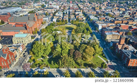 Aerial of Washington Park and Historic Architecture in Cincinnati Aerial of Washington Park and Historic Architecture in Cincinnati 121660996