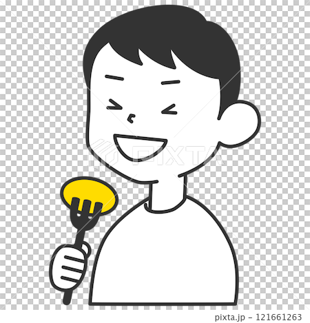 防災備蓄を食べて消費する｜男性がおかずを食べる 121661263
