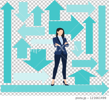 Illustration of a roadmap to achieving goals (businesswoman) 121661499