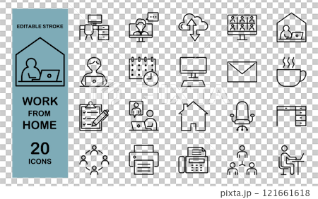 Icon set for working from home and remote work 121661618