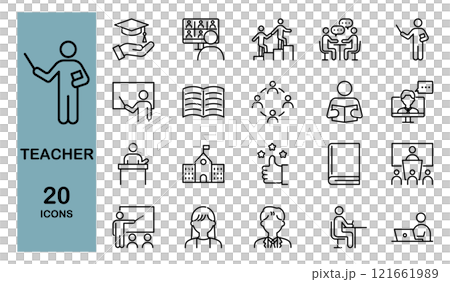 学校の先生や教育に関するアイコンセット 121661989