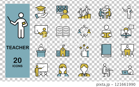 School teacher and education icon set color School teacher and education icon set color 121661990