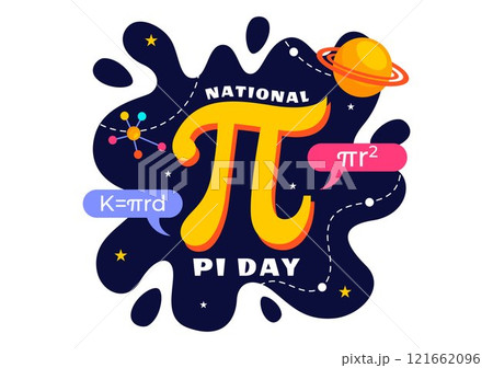 National Pi Day Vector Illustration on 14 March featuring Mathematical Constants, Greek Letters, and a Sweet Baked Pie in a Holiday Flat Background 121662096