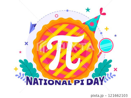National Pi Day Vector Illustration on 14 March featuring Mathematical Constants, Greek Letters, and a Sweet Baked Pie in a Holiday Flat Background 121662103