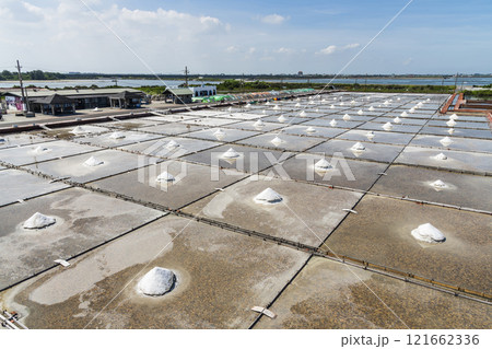 View of the Jingzaijiao Tile-Paved Salt Fields in Tainan, Taiwan, one of the Southwest Coast National Scenic Area attractions. View of the Jingzaijiao Tile-Paved Salt Fields in Tainan, Taiwan, one of the Southwest Coast National Scenic Area attractions. 121662336