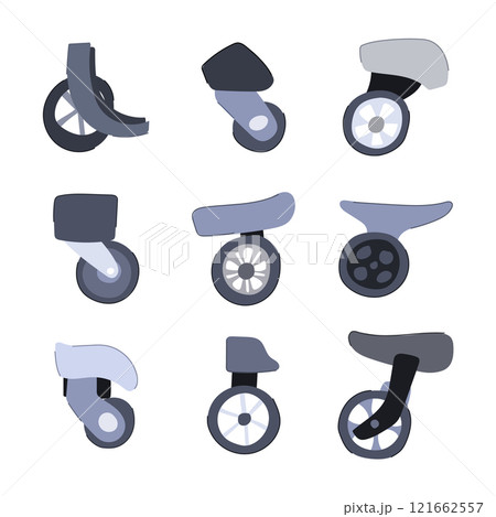 luggage wheels set cartoon vector illustration 121662557