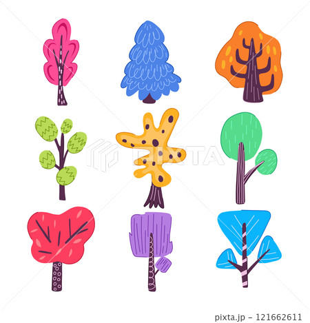 tree doodle flat set cartoon vector illustration tree doodle flat set cartoon vector illustration 121662611