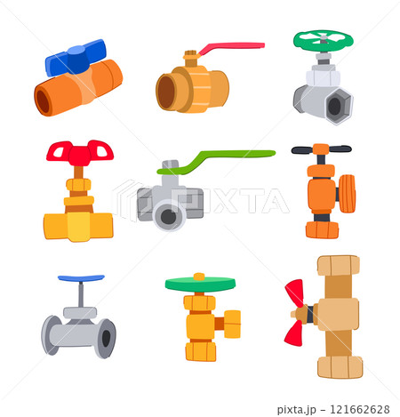 plumbing valve set cartoon vector illustration plumbing valve set cartoon vector illustration 121662628