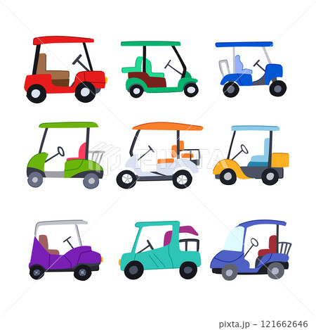 golf cart set cartoon vector illustration 121662646