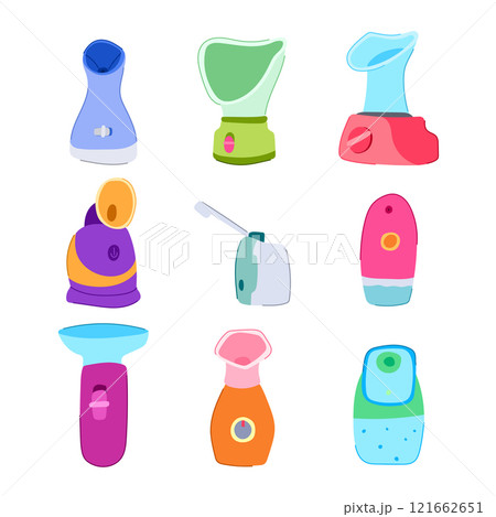 facial steamer set cartoon vector illustration 121662651