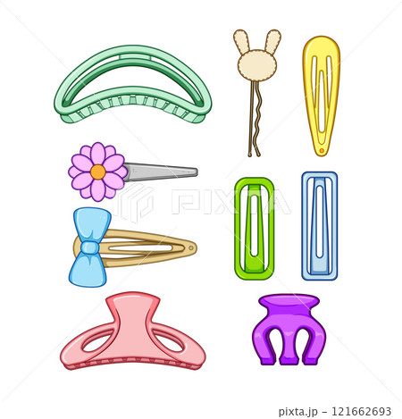 hair clip set cartoon vector illustration 121662693