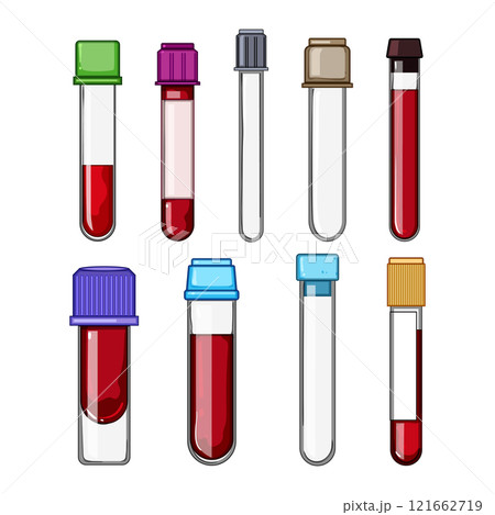 blood test vial set cartoon vector illustration 121662719