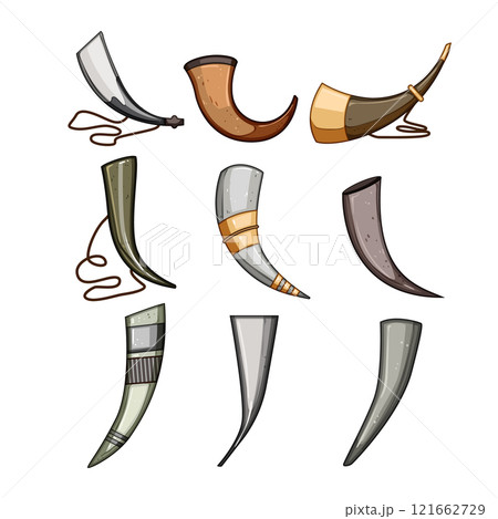 viking horn set cartoon vector illustration viking horn set cartoon vector illustration 121662729
