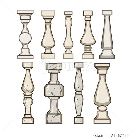 stone balustrade set cartoon vector illustration 121662735