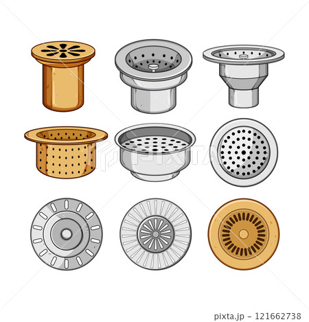 sink drain set cartoon vector illustration sink drain set cartoon vector illustration 121662738