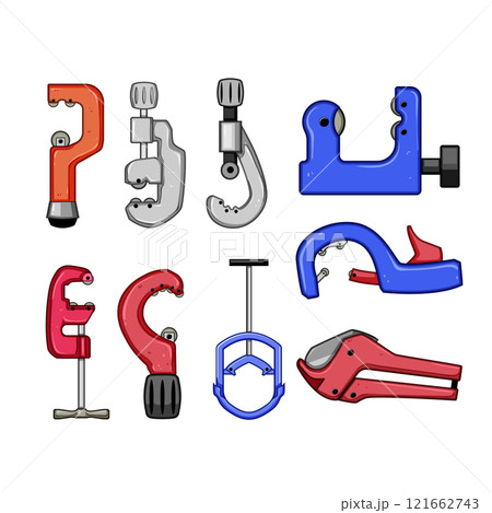 pipe cutter set cartoon vector illustration 121662743