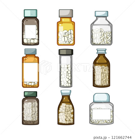 pill bottle set cartoon vector illustration 121662744