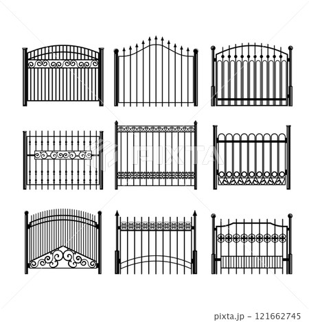 park fence set cartoon vector illustration 121662745