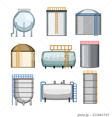 oil tank storage set cartoon vector illustration oil tank storage set cartoon vector illustration 121662747