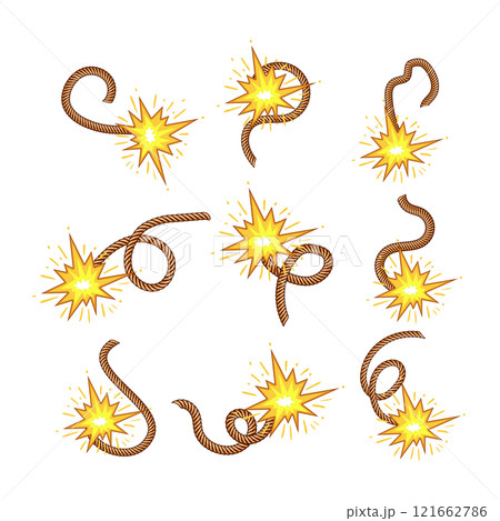 dynamite fuse set cartoon vector illustration 121662786