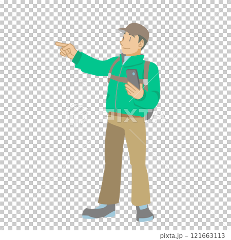 山道をスマホで確認する男性 山道をスマホで確認する男性 121663113