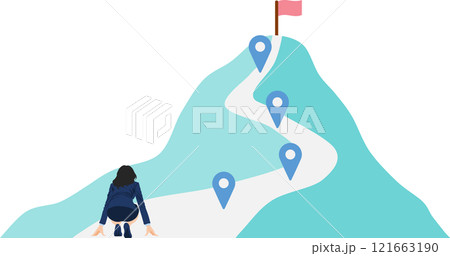 目標達成へのロードマップのイラスト(ビジネスウーマン) 121663190