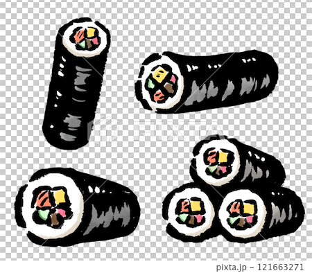 Ehomaki from various angles - hand-drawn illustrations with brush strokes Ehomaki from various angles - hand-drawn illustrations with brush strokes 121663271