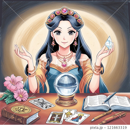 水晶を持つ女性占い師 121663319