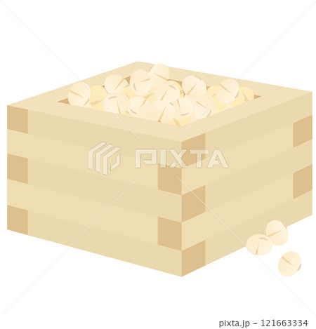 節分用の豆まきに使う升と福豆のベクターイラスト 節分用の豆まきに使う升と福豆のベクターイラスト 121663334