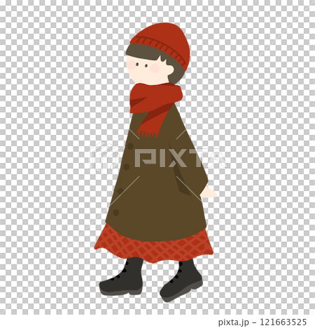 コートを着て歩く女性 コートを着て歩く女性 121663525