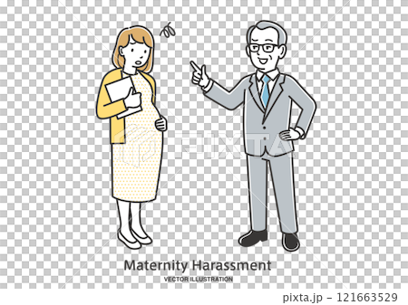 上司からマタニティハラスメントを受ける女性会社員 121663529