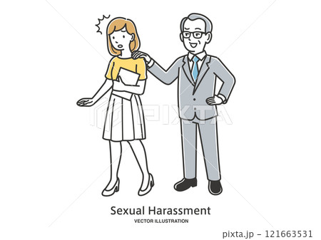 セクハラをする上司と嫌がっている女性 セクハラをする上司と嫌がっている女性 121663531