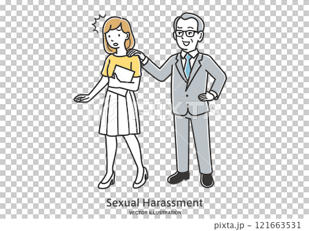 セクハラをする上司と嫌がっている女性 セクハラをする上司と嫌がっている女性 121663531