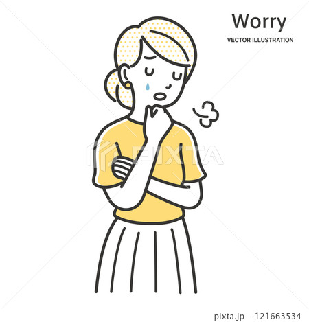 ため息をつき悲しむ女性 121663534