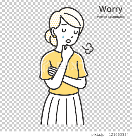 ため息をつき悲しむ女性 121663534
