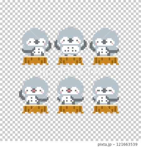 樹樁和各種灰貓頭鷹的像素藝術 121663539